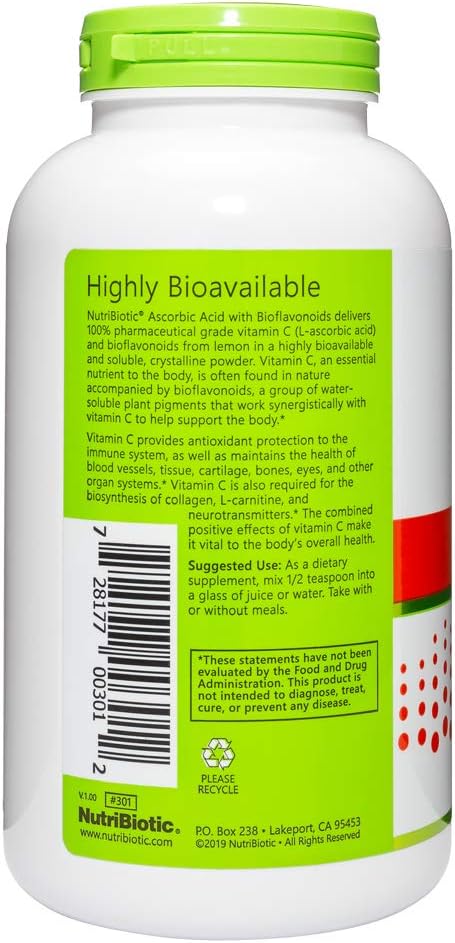 NutriBiotic Ascorbic Acid with Bioflavonoids Powder, 454 g (16 oz)