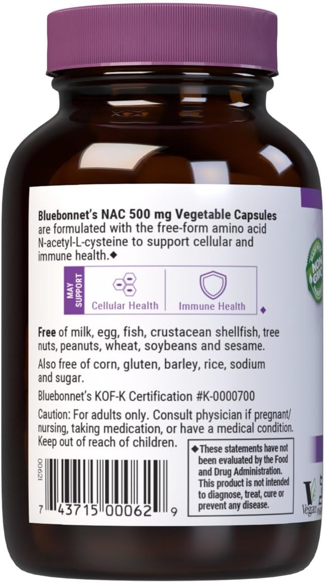 Bluebonnet NAC 500 mg Capsules, 30 Count - görsel 3