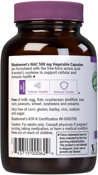 Bluebonnet NAC 500 mg Capsules, 30 Count