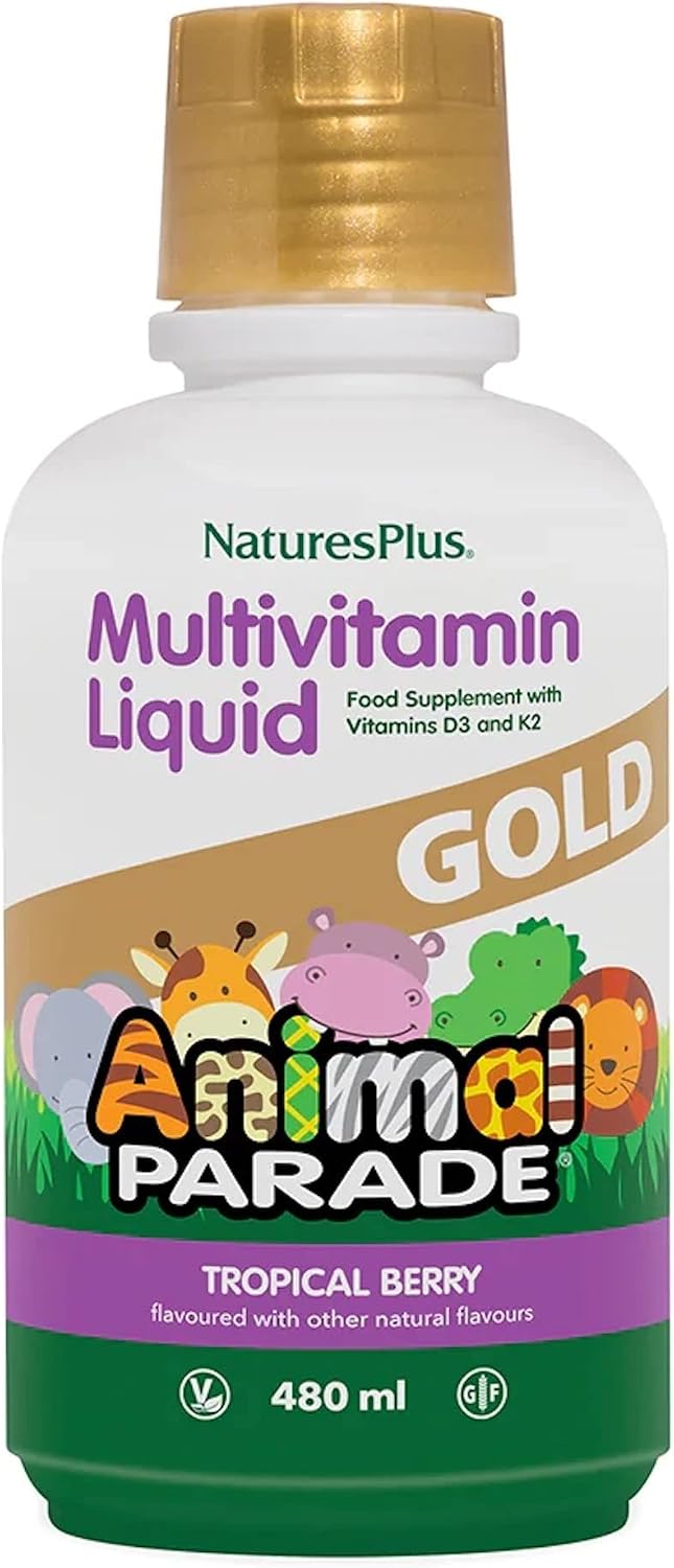 NaturesPlus Animal Parade Source of Life Gold Children's Liquid Multivitamin - Natural Tropical Berry Flavour - 887 mL (30 fl oz) (60 Servings)