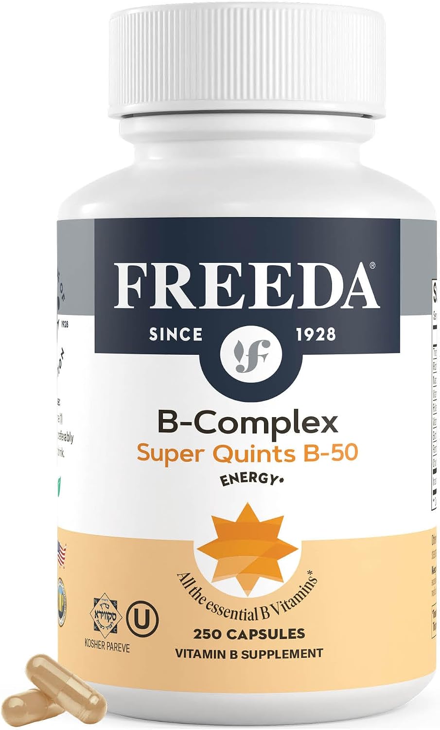 FREEDA B-Complex Capsules – Super Quints B-50 – 250 Capsules