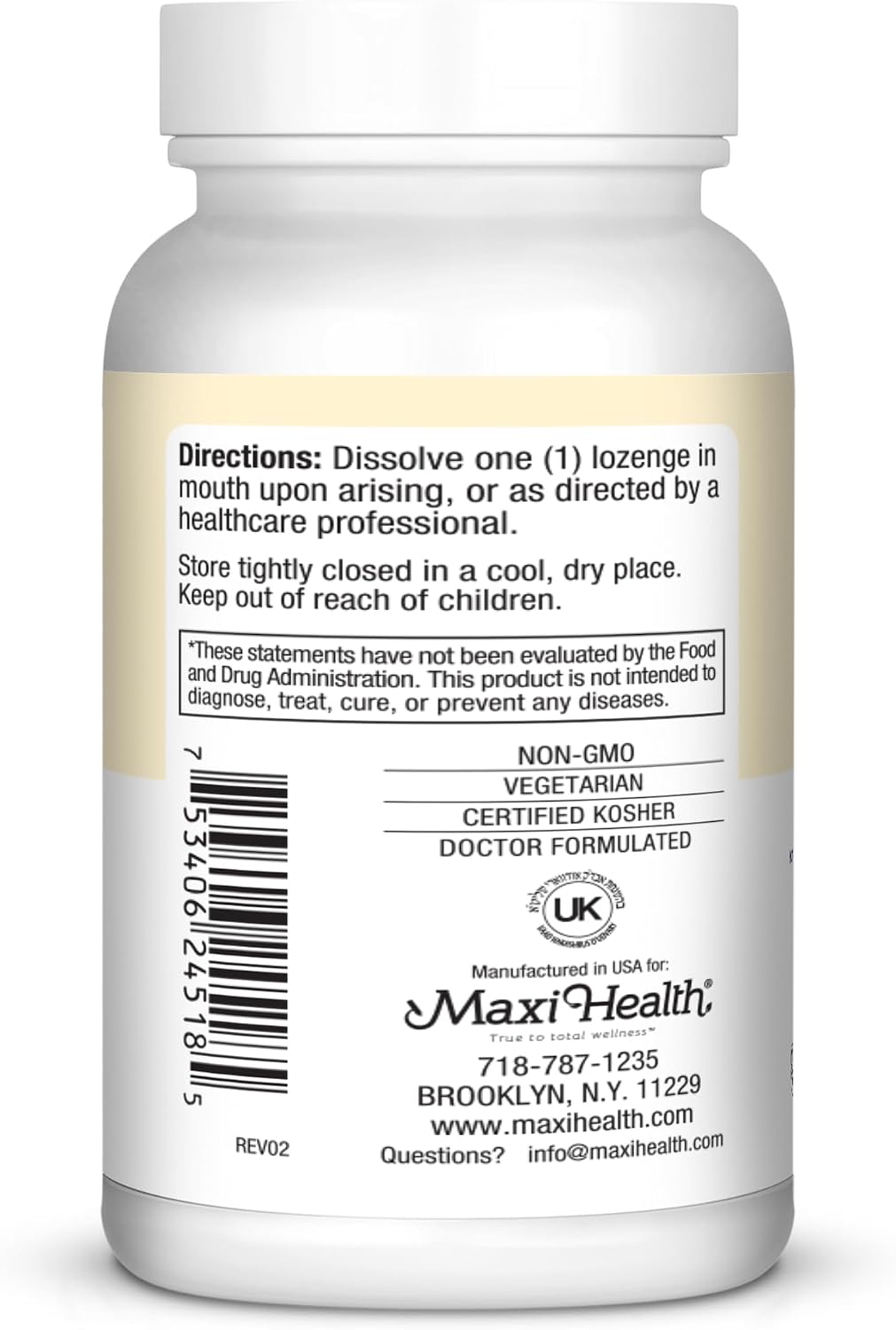Maxi Health Triple B Lozenges - Vitamin B12 & B6 & Biotin - Strawberry Flavour - 180 Chewies - Kosher