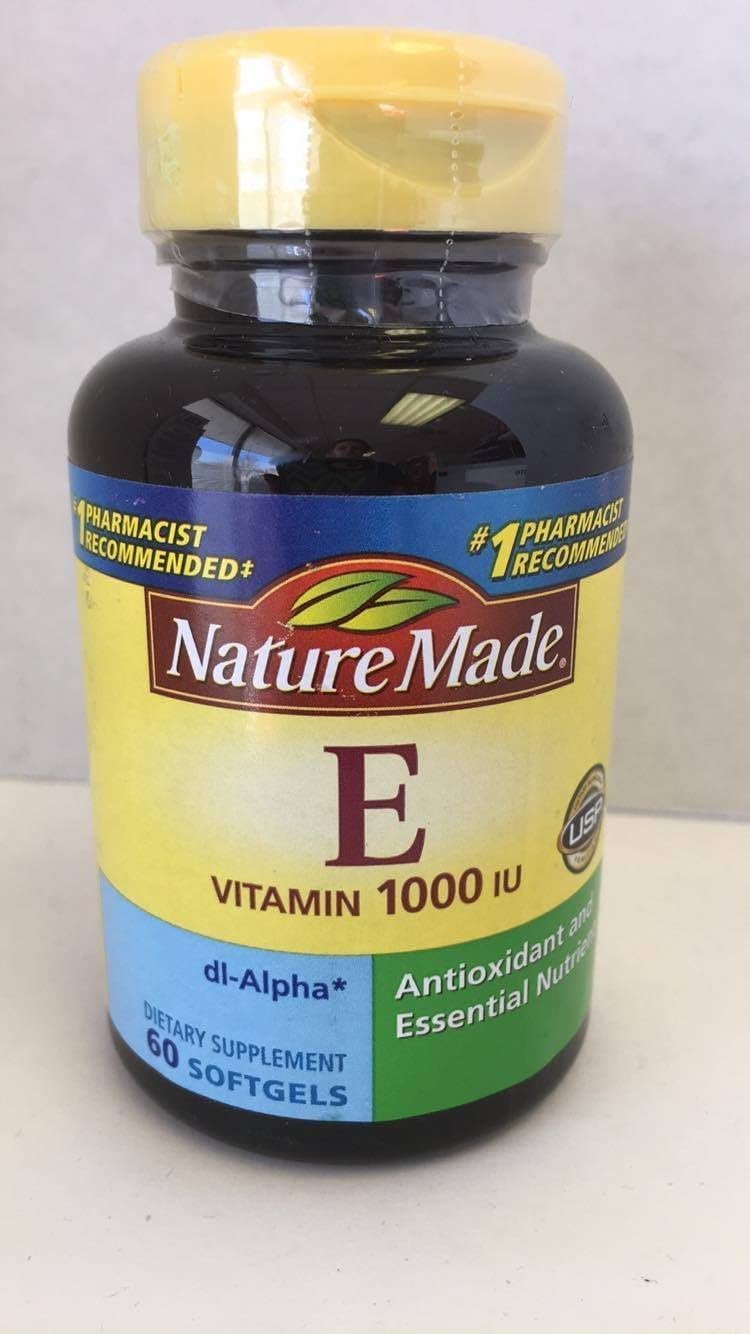 Nature Made Vitamin E 450 mg (1000 IU) dl-Alpha Softgels, 60 Count (Pack of 3)