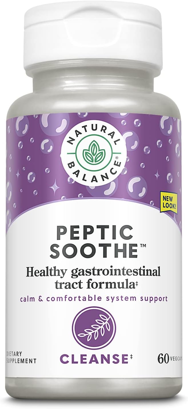 Natural Balance Peptic Soothe | Gastrointestinal Formula for Healthy Digestion | with Zinc Carnosine, L-Glutamine & Mastic Gum | 60 VegCaps