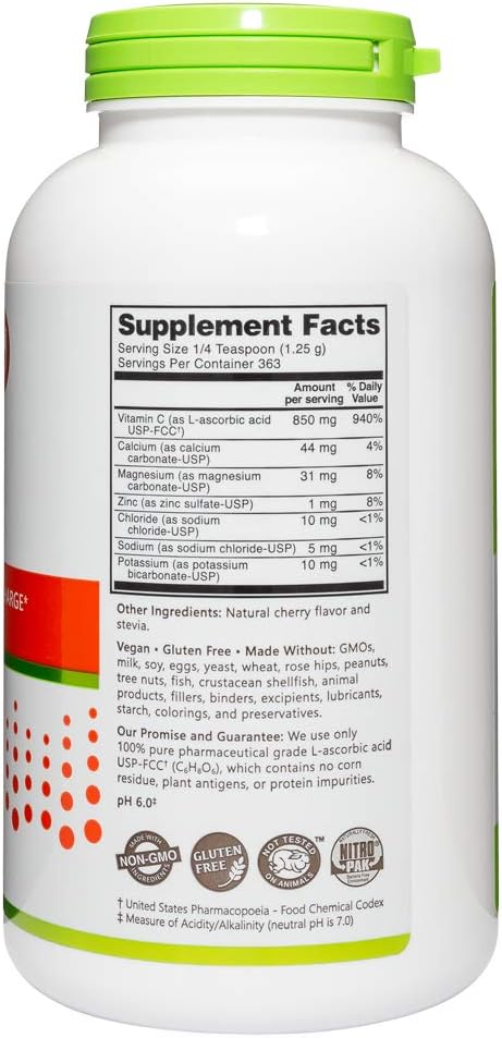 NutriBiotic Cherry Electro-C Vitamin C & Electrolyte Powder, 16 oz (454 g)