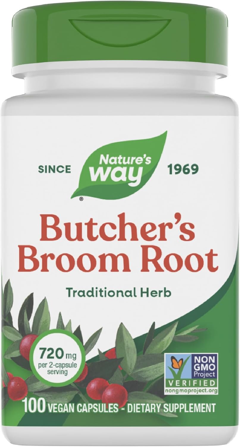 Nature's Way Butcher's Broom – Traditional Herbal Supplement, 720 mg, 100 Vegan Capsules