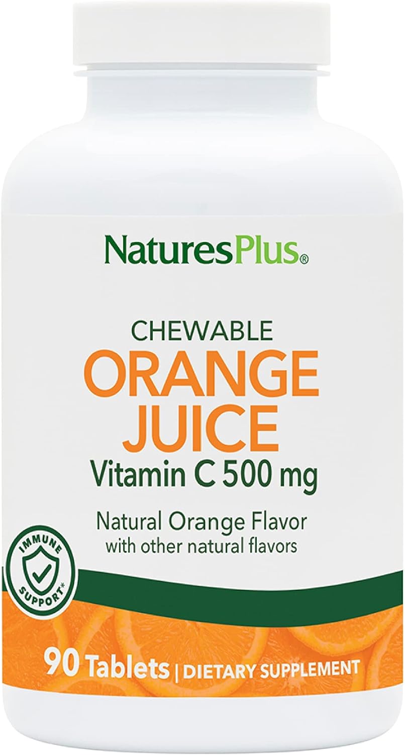 NaturesPlus Orange Juice Chewable Vitamin C – 500 mg, 90 Tablets