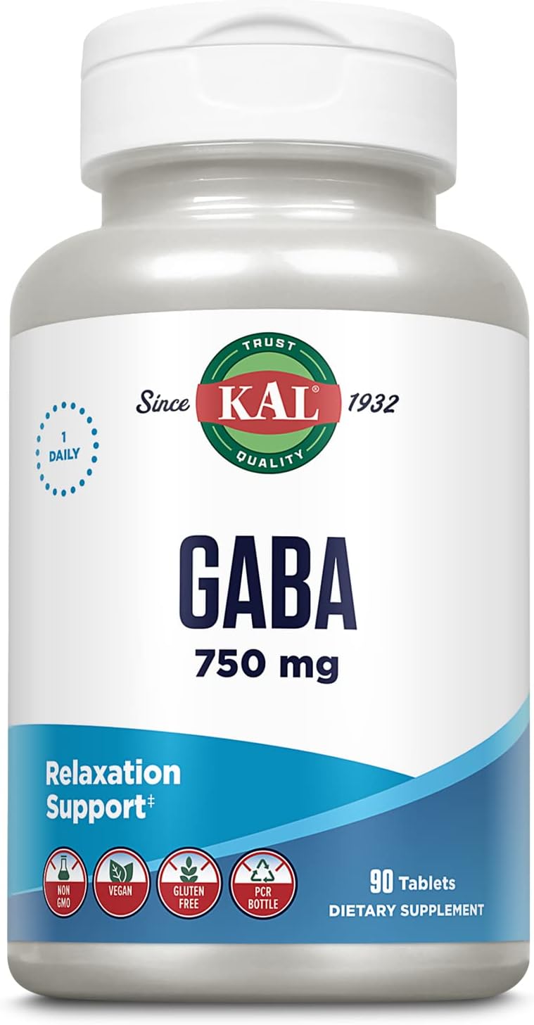 KAL GABA Supplement for Relaxation and Stress Relief - 90 Tablets