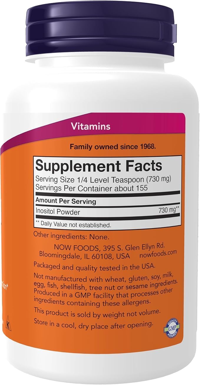 NOW Foods Inositol Pure Powder, 227 g (2 x 113 g / 4 oz Bottles)
