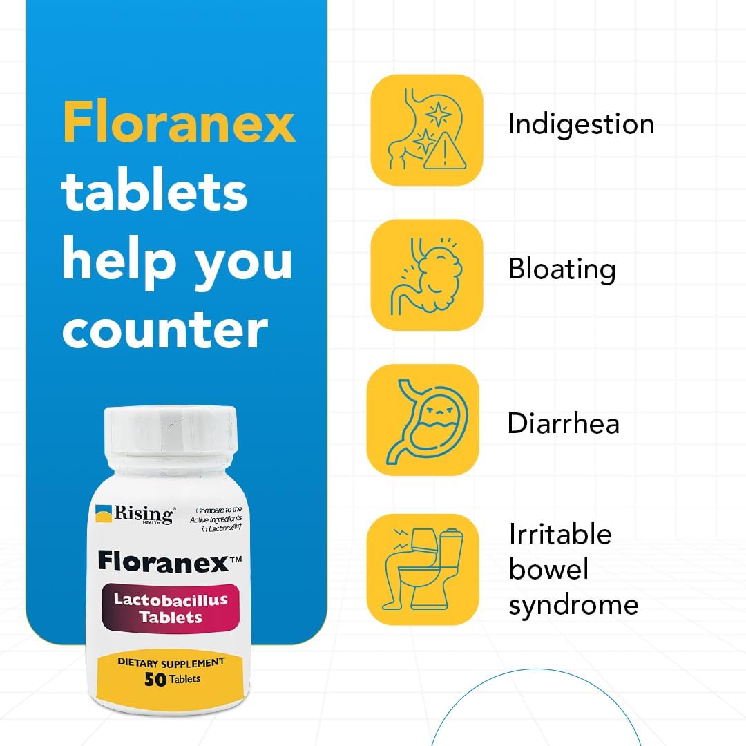 Rising Health Floranex™ Lactobacillus Probiotic Tablets – Digestive and Gut Health Supplement