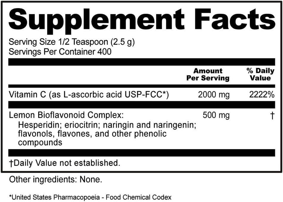 Nutribiotic Ascorbic Acid Powder with Bioflavonoids, 1 kg