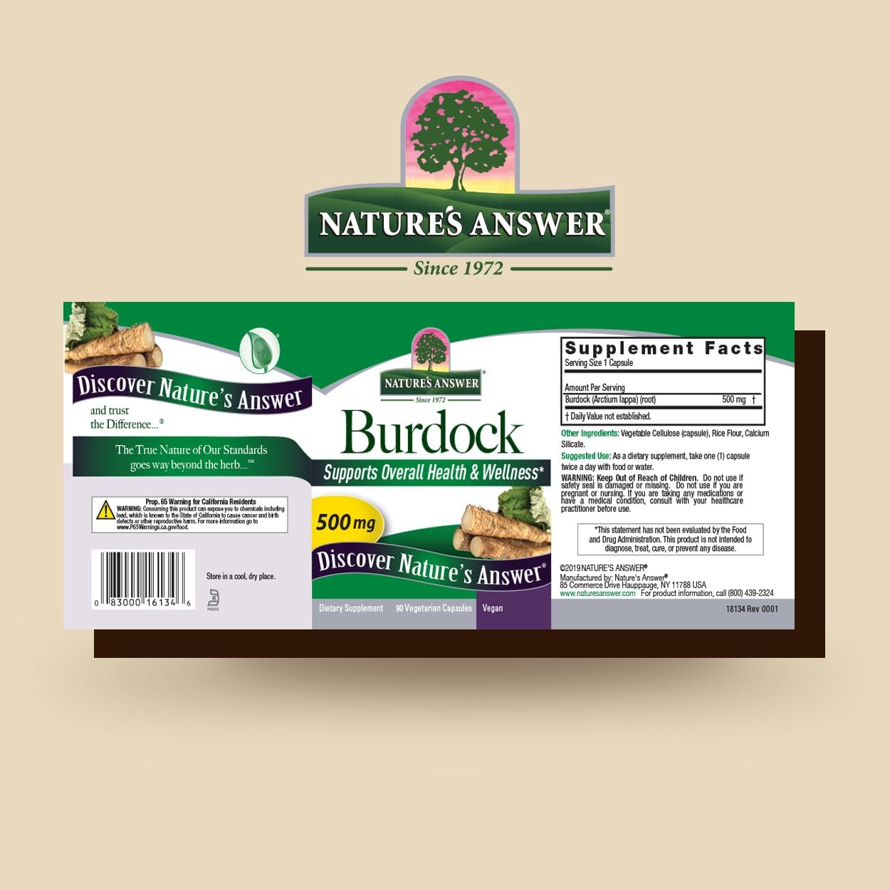 Nature's Answer Burdock Root, 90 Capsules - Antioxidant Defense