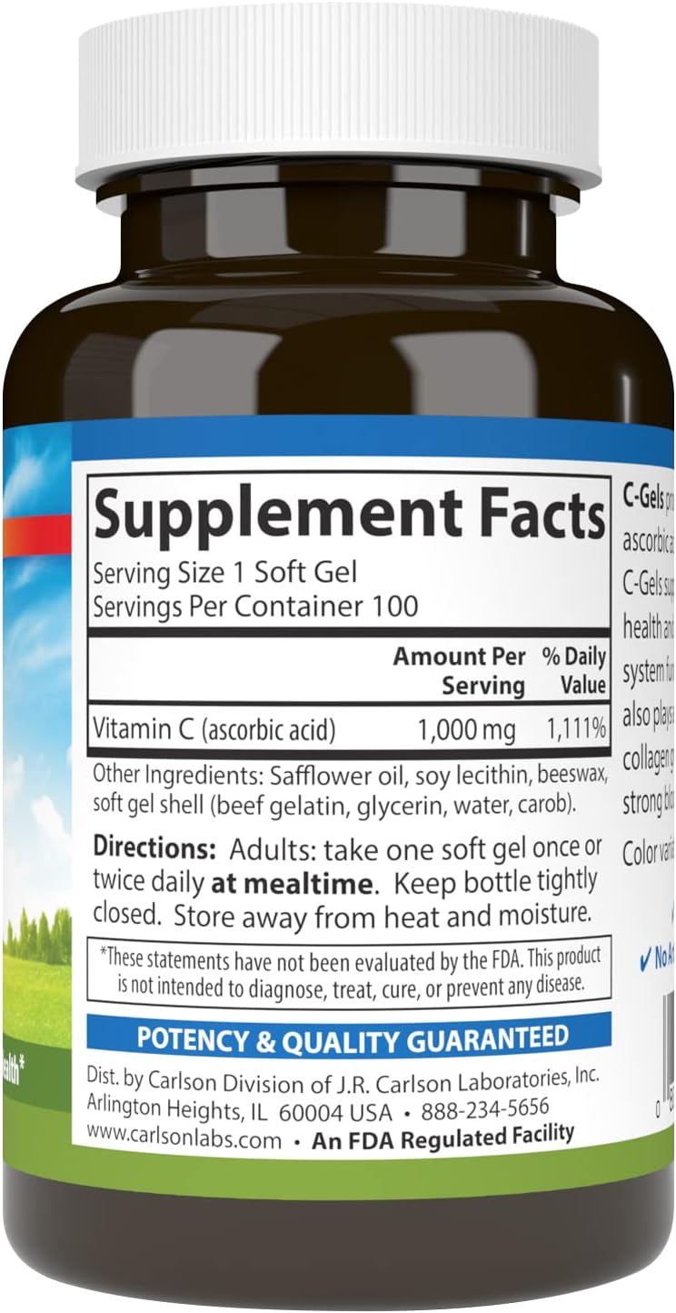 Carlson C-Gels, 1000 mg Vitamin C Softgels