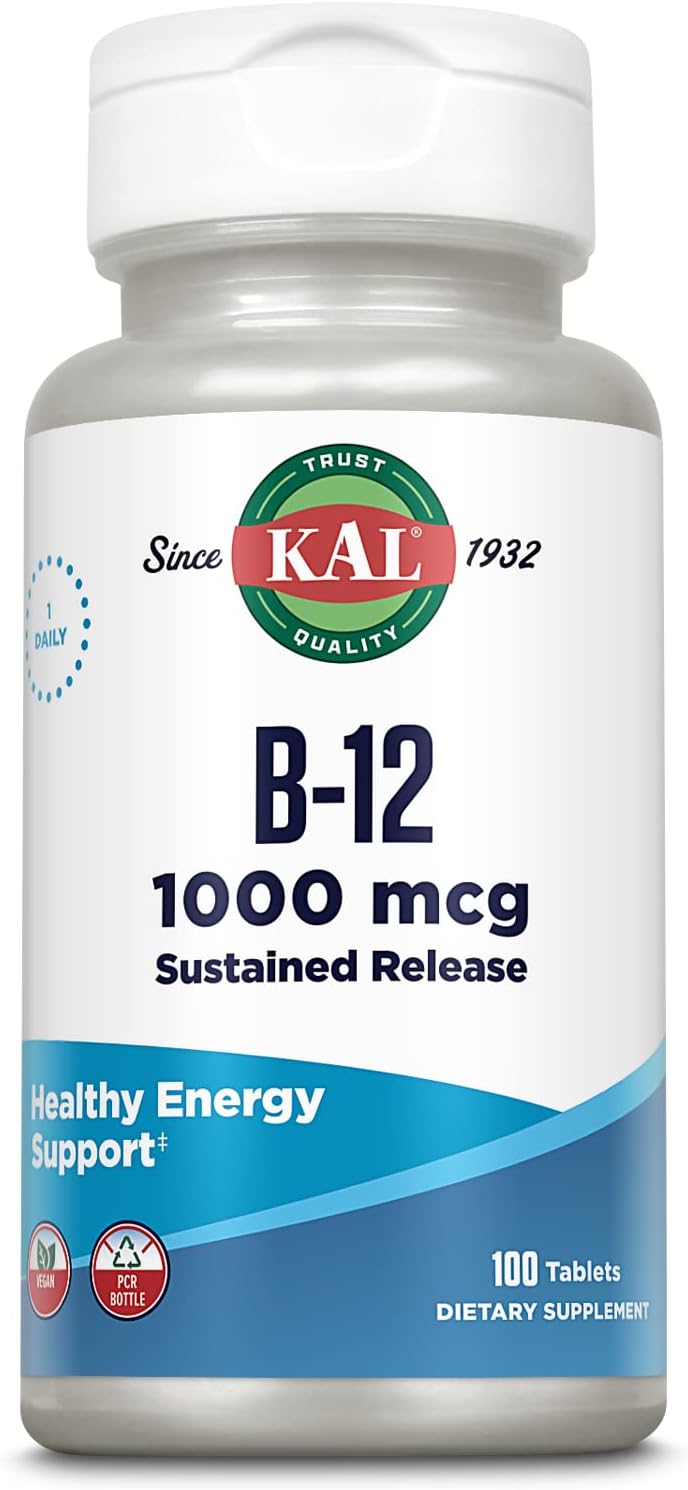 KAL Vitamin B-6, B-12, and Folic Acid Supplement - Methylcobalamin and Folate Lozenges - Natural Cherry - Gluten Free - 60 Servings