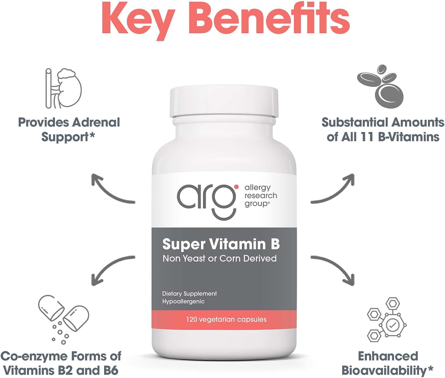 ARG Super Vitamin B - Complete B Vitamin Supplement with Coenzyme B2 & B6 - görsel 4