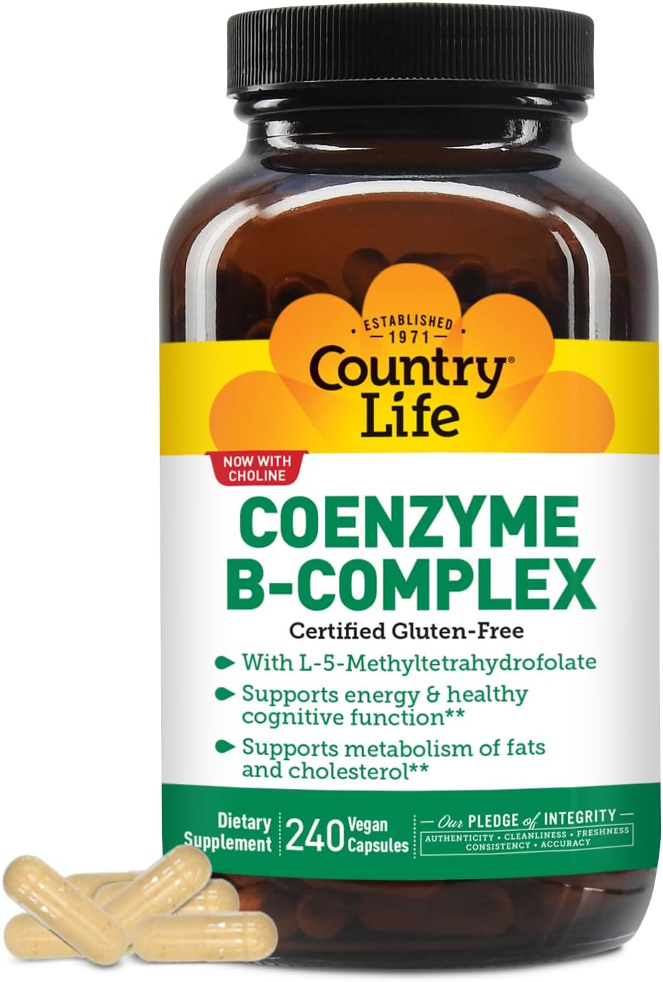 Country Life Coenzyme B-Complex with Methylfolate and B12, 240 Capsules