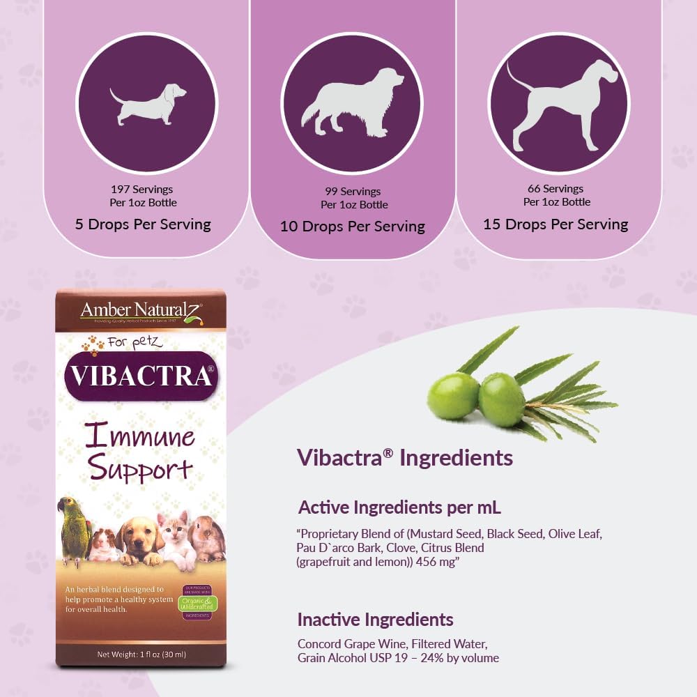 Amber NaturalZ Vibactra Immune Support Herbal Supplement for Pets - 30 ml - görsel 4