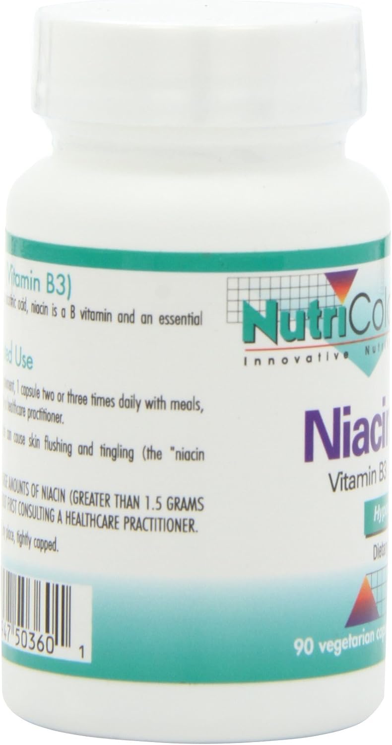 NutriCology Niacin - Vitamin B3 (Nicotinic Acid) - Supports Energy Metabolism & Redox Function - Hypoallergenic - 90 Capsules