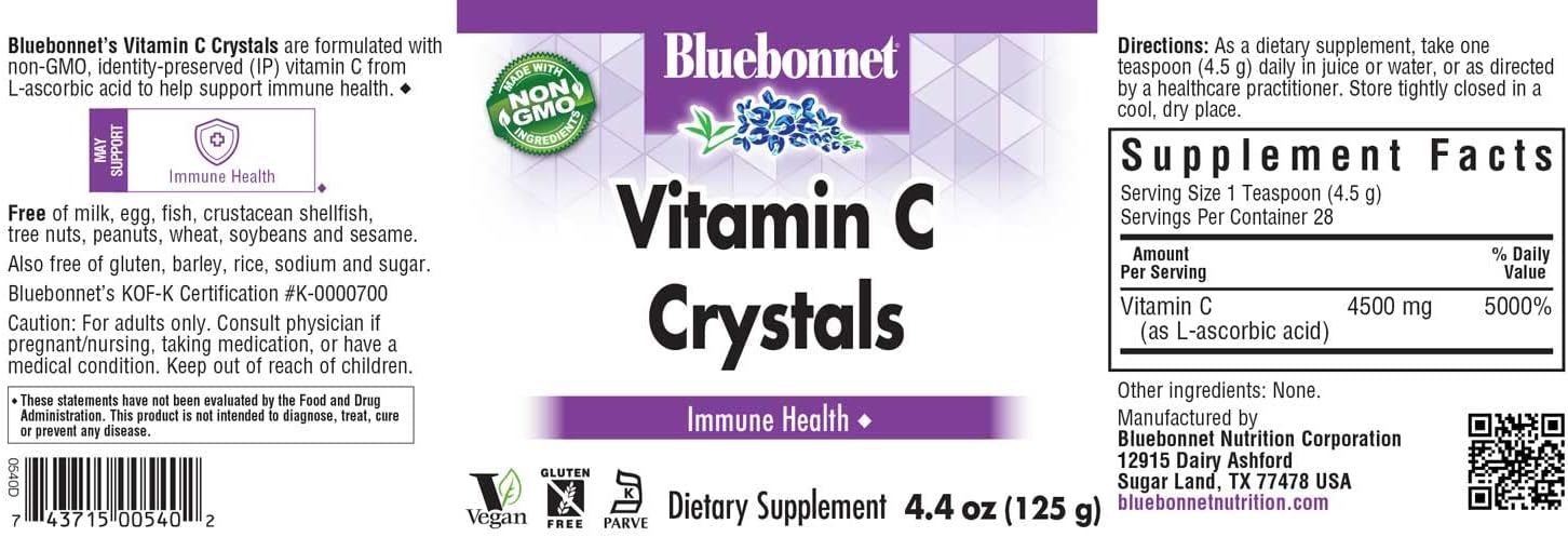Bluebonnet Nutrition Vitamin C Crystals – 125 g Powder