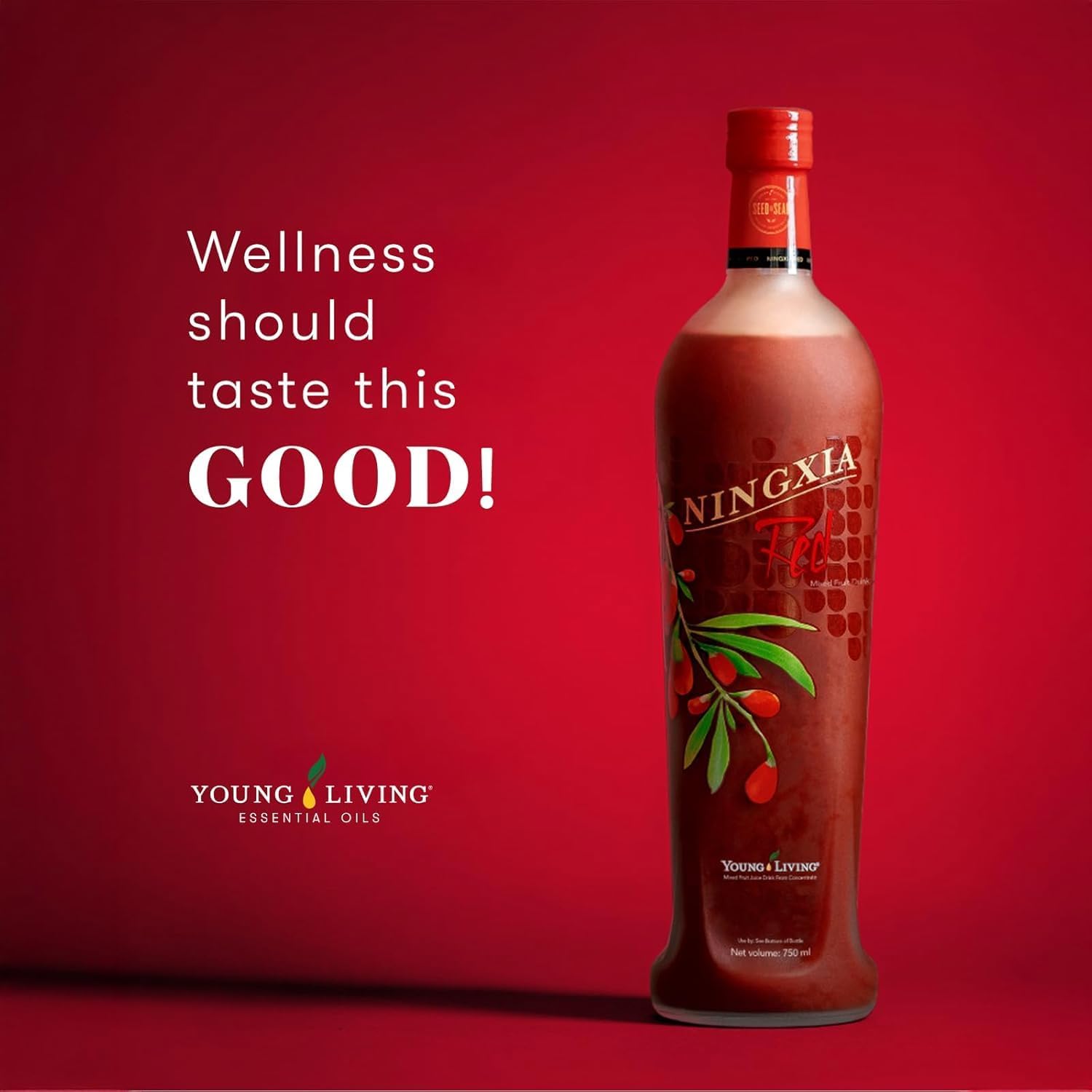 Young Living NingXia Red Antioxidant Beverage - Superfruit with Wolfberry, Blueberry & Pomegranate, 750 mL (2-Pack)