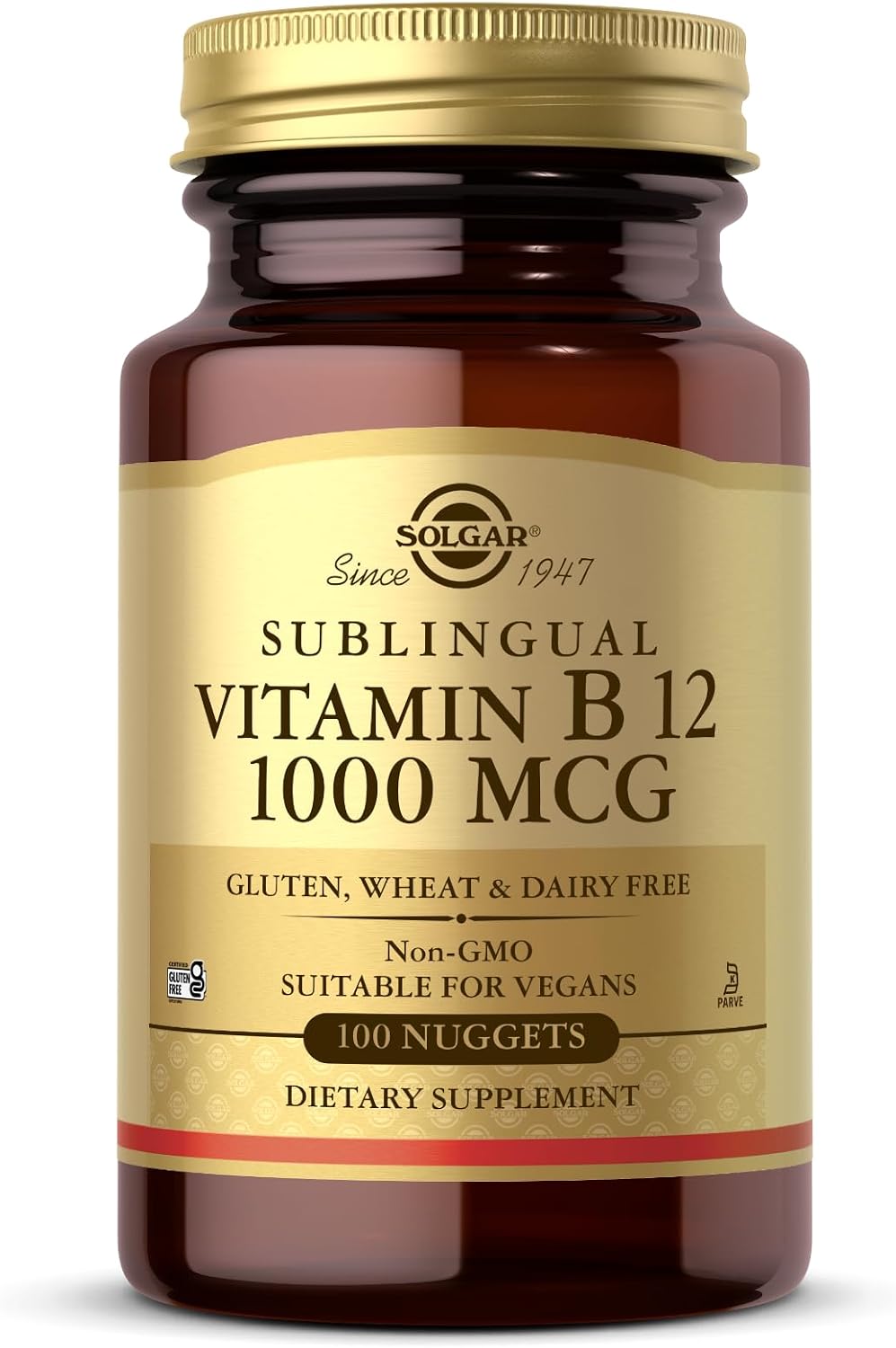Solgar Sublingual Vitamin B12 1000 mcg, 100 Nuggets - Vegan, Non-GMO, Gluten-Free