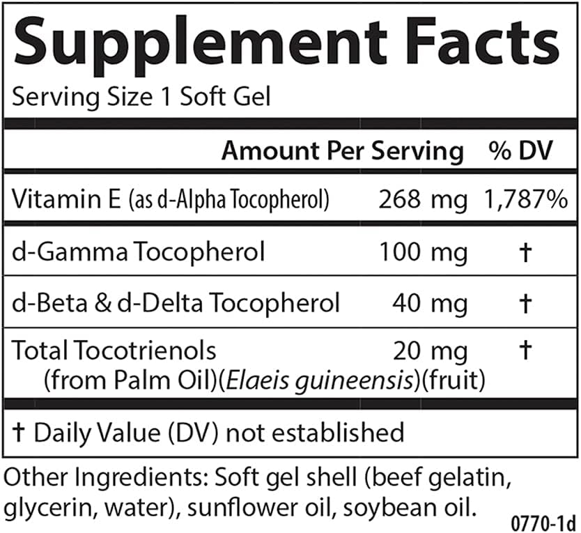 Carlson E-Gems Elite, 400 IU Vitamin E with Tocopherols & Tocotrienols, 60 Softgels