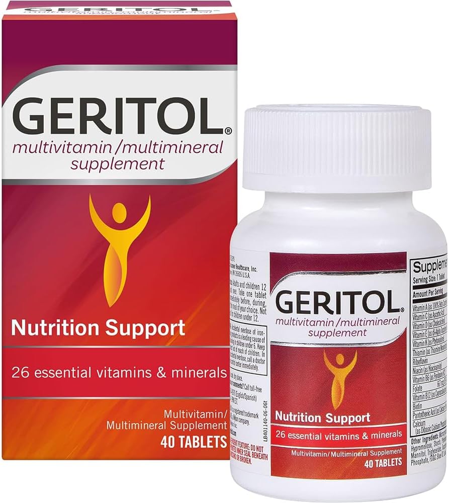 Geritol Multi-Vitamin Nutritional Support Tablets – 26 Essential Vitamins and Minerals, 40 Count (Pack of 2)