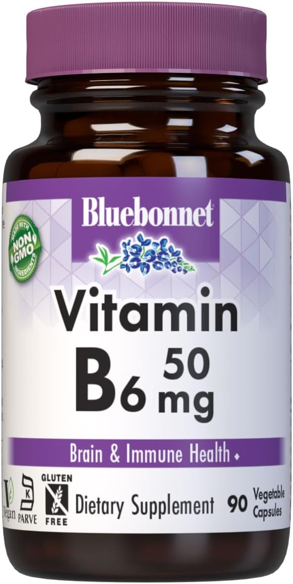 Bluebonnet Nutrition Vitamin B6 50 mg – Vegan, Non-GMO, Gluten-Free Energy Support – 90 Capsules
