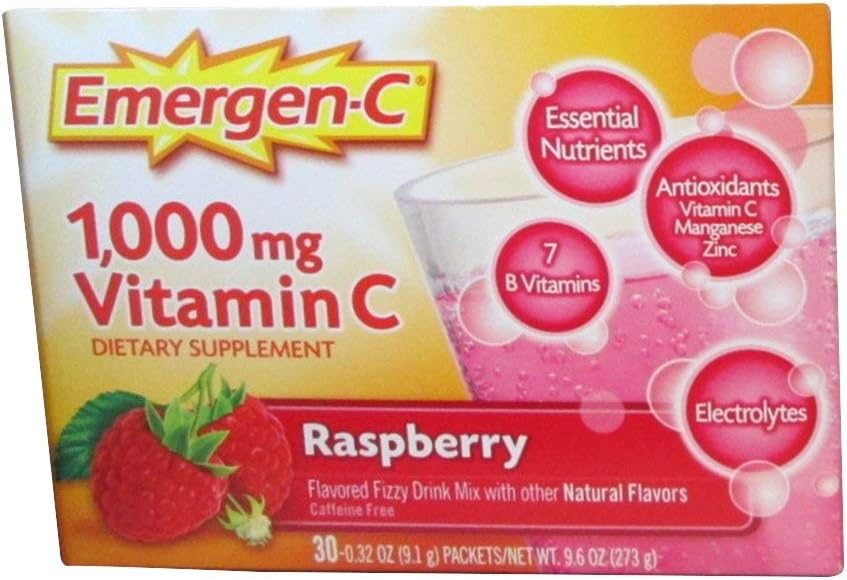 Emergen-C Raspberry Vitamin C Supplement – 30 Packets (Pack of 4)