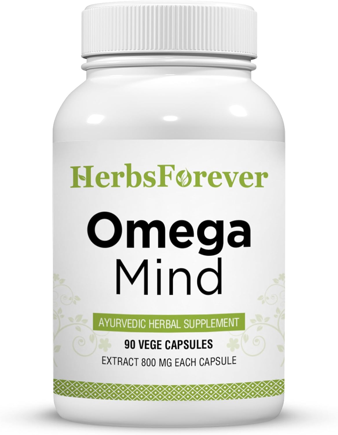 Herbsforever Omega Mind – Ayurvedic Brain & Cognitive Support with 10 Herbal Extracts, 90 Vegetarian Capsules