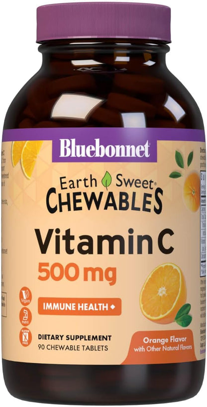 Bluebonnet EarthSweet Vitamin C 500 mg Chewable Tablets - Orange, 90 Count