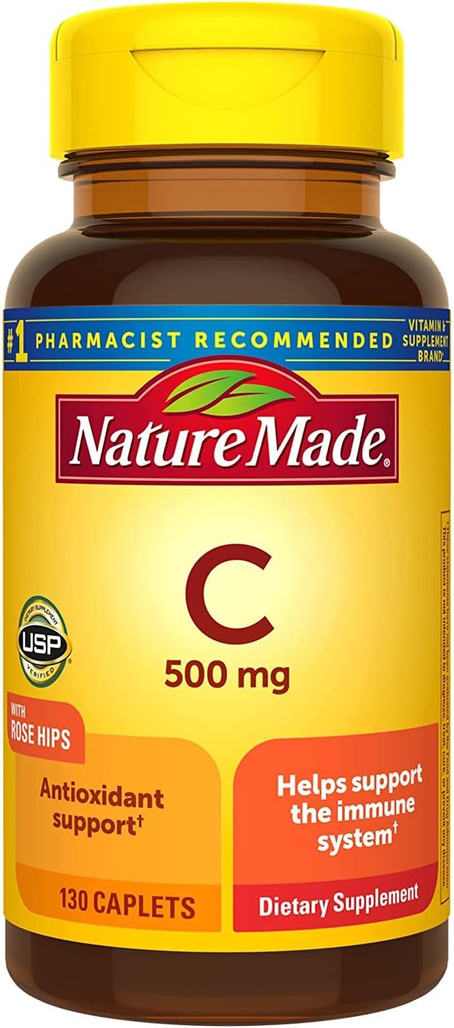 Nature Made Vitamin C 500 mg Chewable Tablets, Orange Flavour – Pack of 4 (240 Tablets)