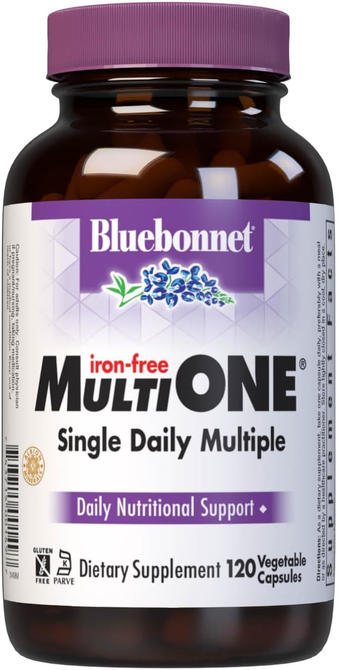 Bluebonnet Multi One (Iron Free) – Complete Full Spectrum Multivitamin, 120 Vegetable Capsules - görsel 1