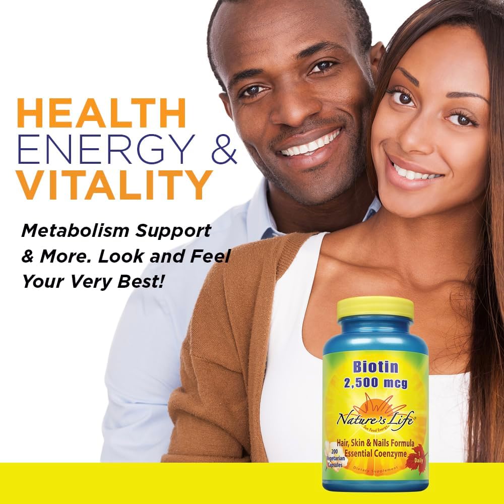 Nature's Life Biotin 2500 mcg | Healthy Hair, Skin & Nail Support | 200 Vegetable Capsules