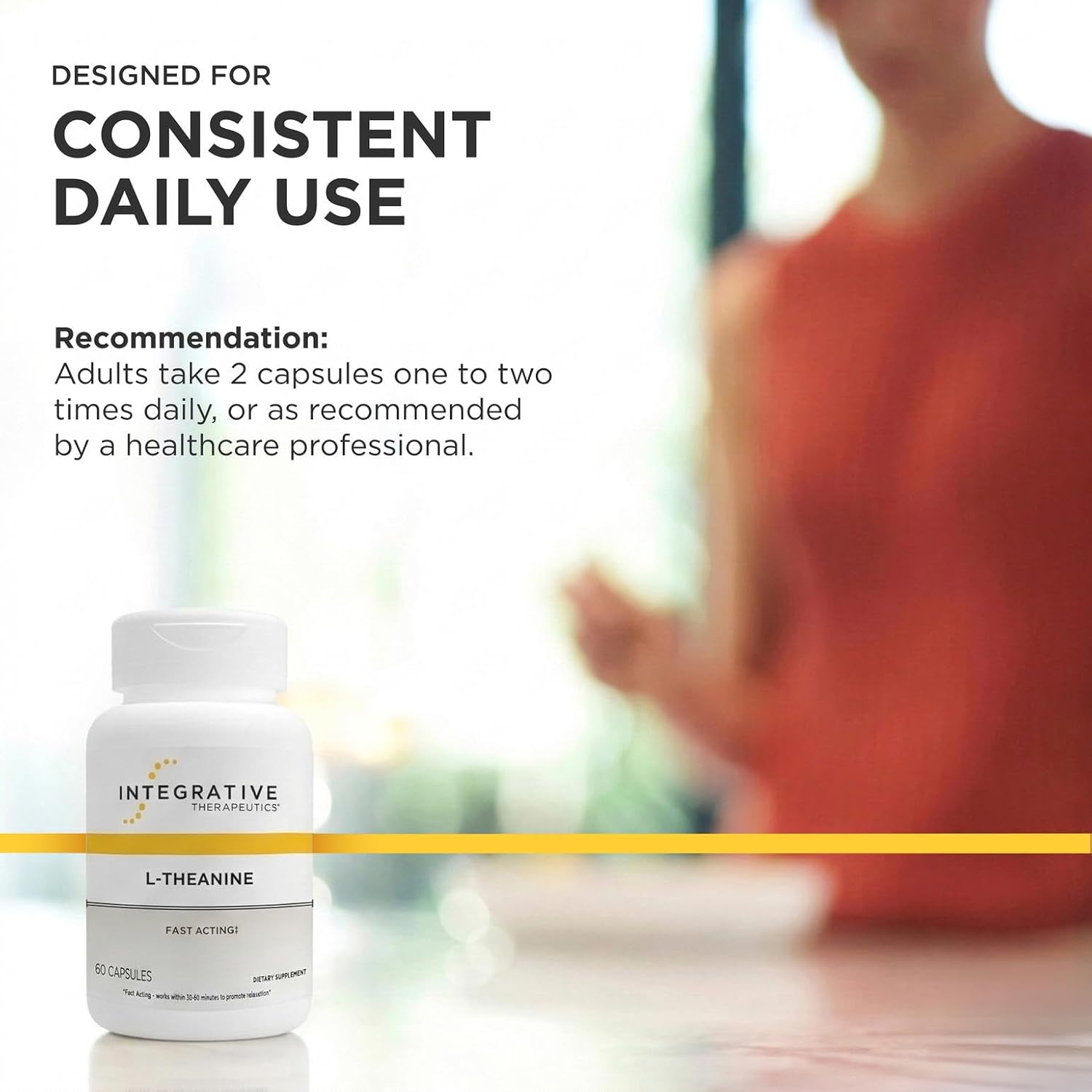 Integrative Therapeutics L-Theanine - Amino Acid Supplement for Stress and Relaxation Support - 60 Capsules