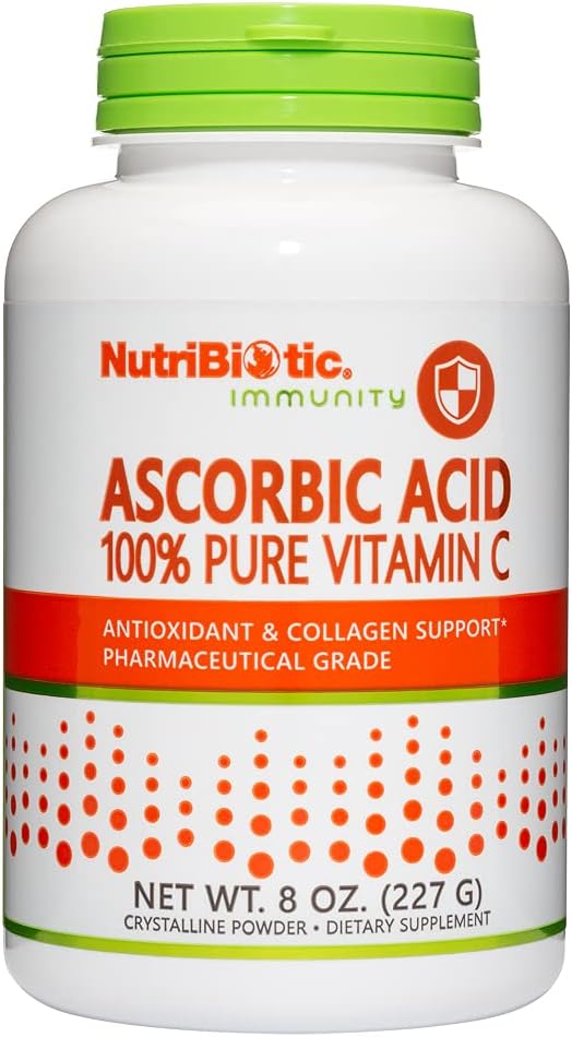 NutriBiotic Ascorbic Acid Vitamin C Powder - Pharmaceutical Grade, 2000 mg per Serving, 227 g