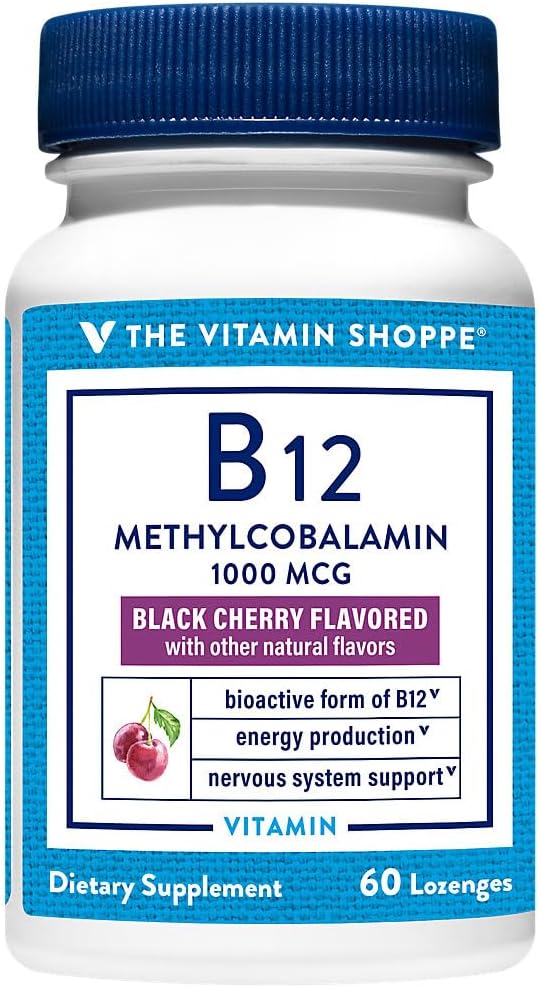 Vitamin B12 Methylcobalamin 1000mcg Lozenges - Black Cherry Flavour - 60 Count