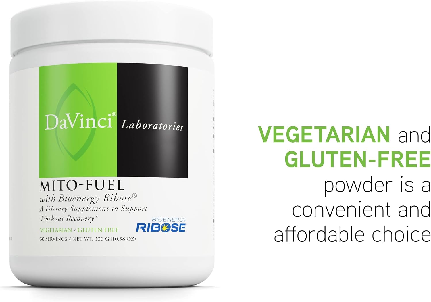 DAVINCI Labs Mito-Fuel with D-Ribose – Muscle Recovery and Energy Powder (300g, 30 Servings)