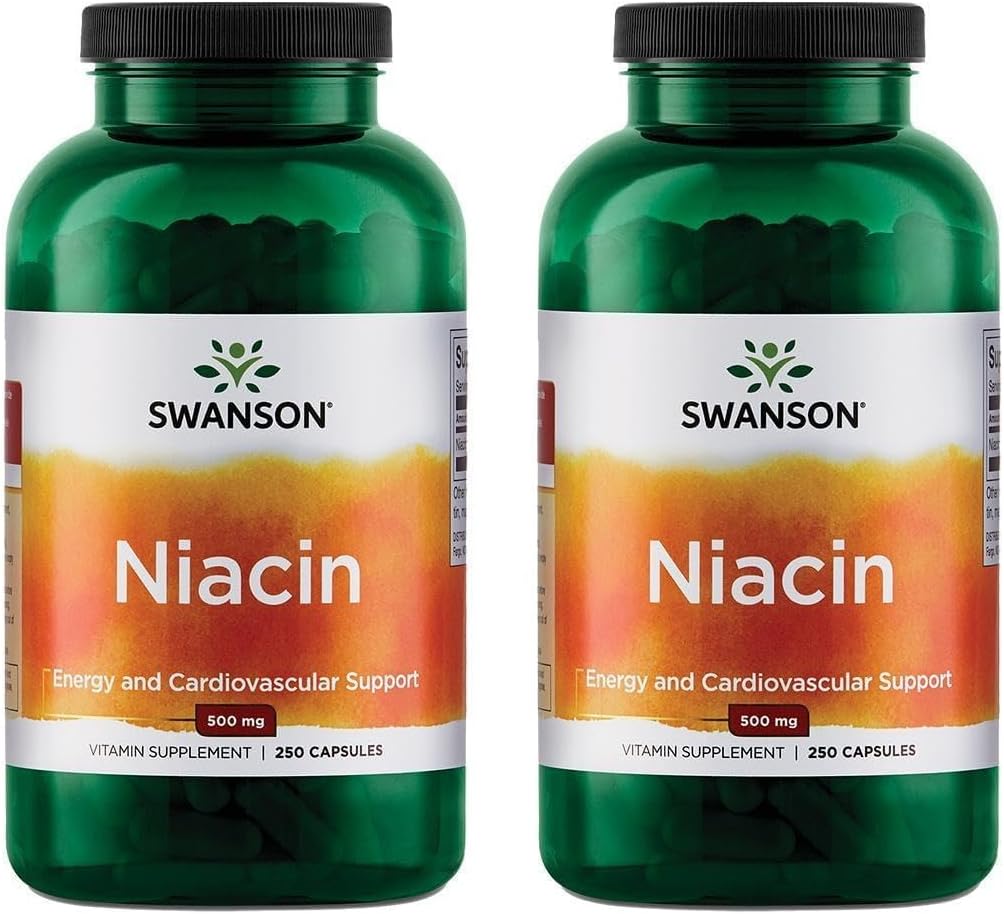 Swanson Niacin (B3) 500 mg, 250 Capsules – Cardiovascular Health Support