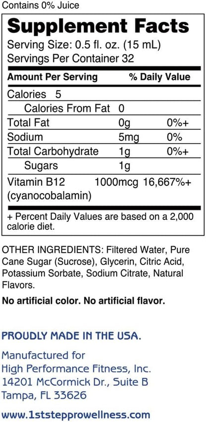 1st Step Liquid B-12, Cherry Charge, 16 fl oz