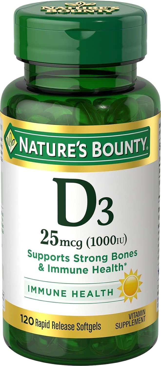 Nature's Bounty Vitamin D3 1000 IU Softgels - 120 Count (Pack of 4)