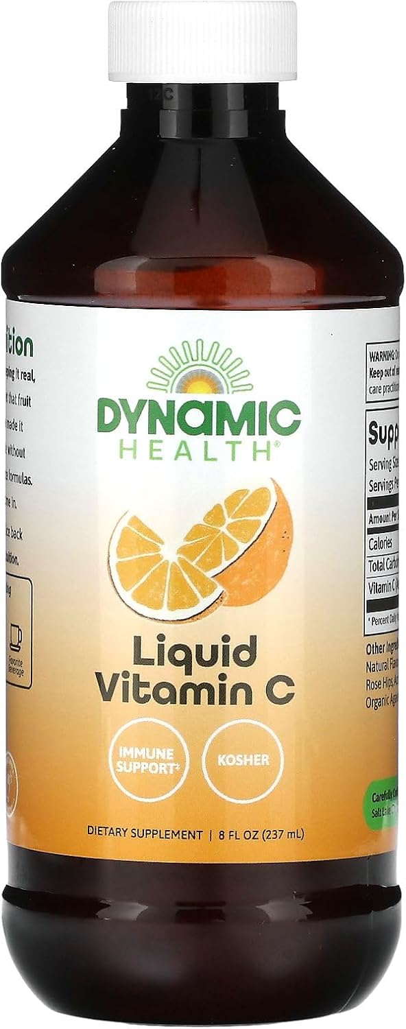 Dynamic Health Liquid Vitamin C, 8 oz (236 ml) - 1000mg per Serving with Rose Hips & Bioflavonoids