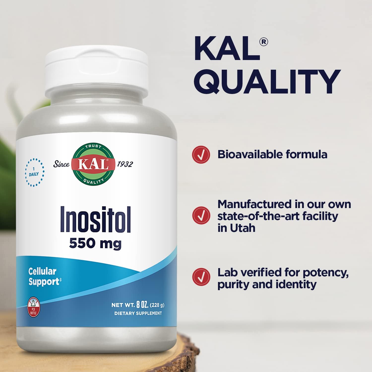 KAL Inositol Powder 550mg - 227 g (408 Servings)
