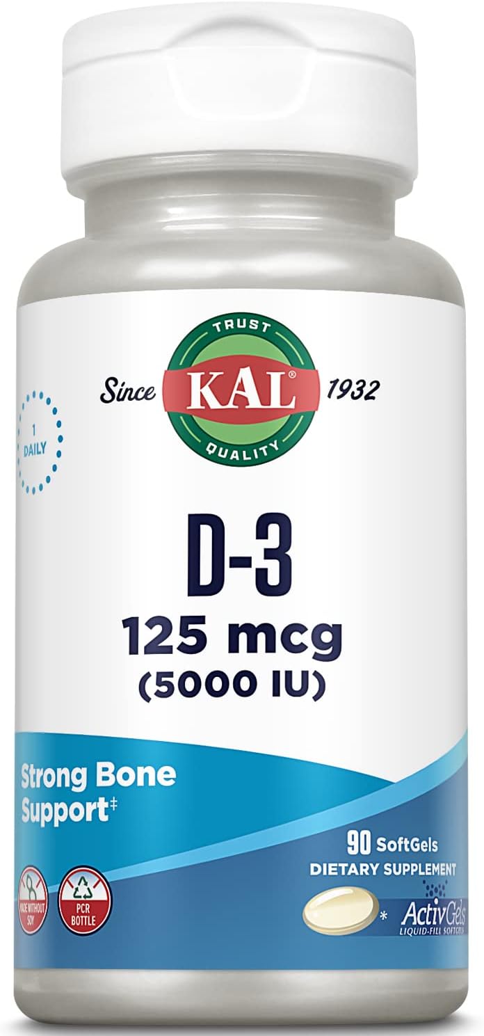 KAL Vitamin D3 5000 IU - High Potency Vitamin D Tablets for Immune & Bone Support - 60 Count