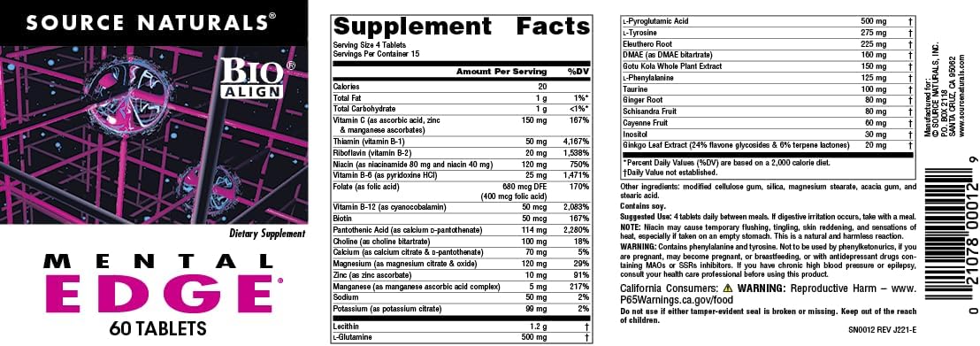 Source Naturals Mental Edge - Brain Boosting Supplement - 60 Tablets