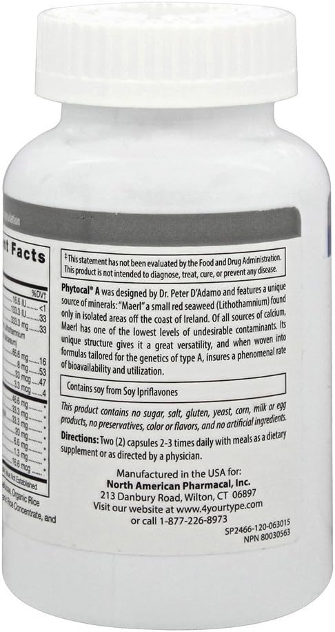 D'Adamo Personalized Nutrition - Phytocal A (120 Capsules)
