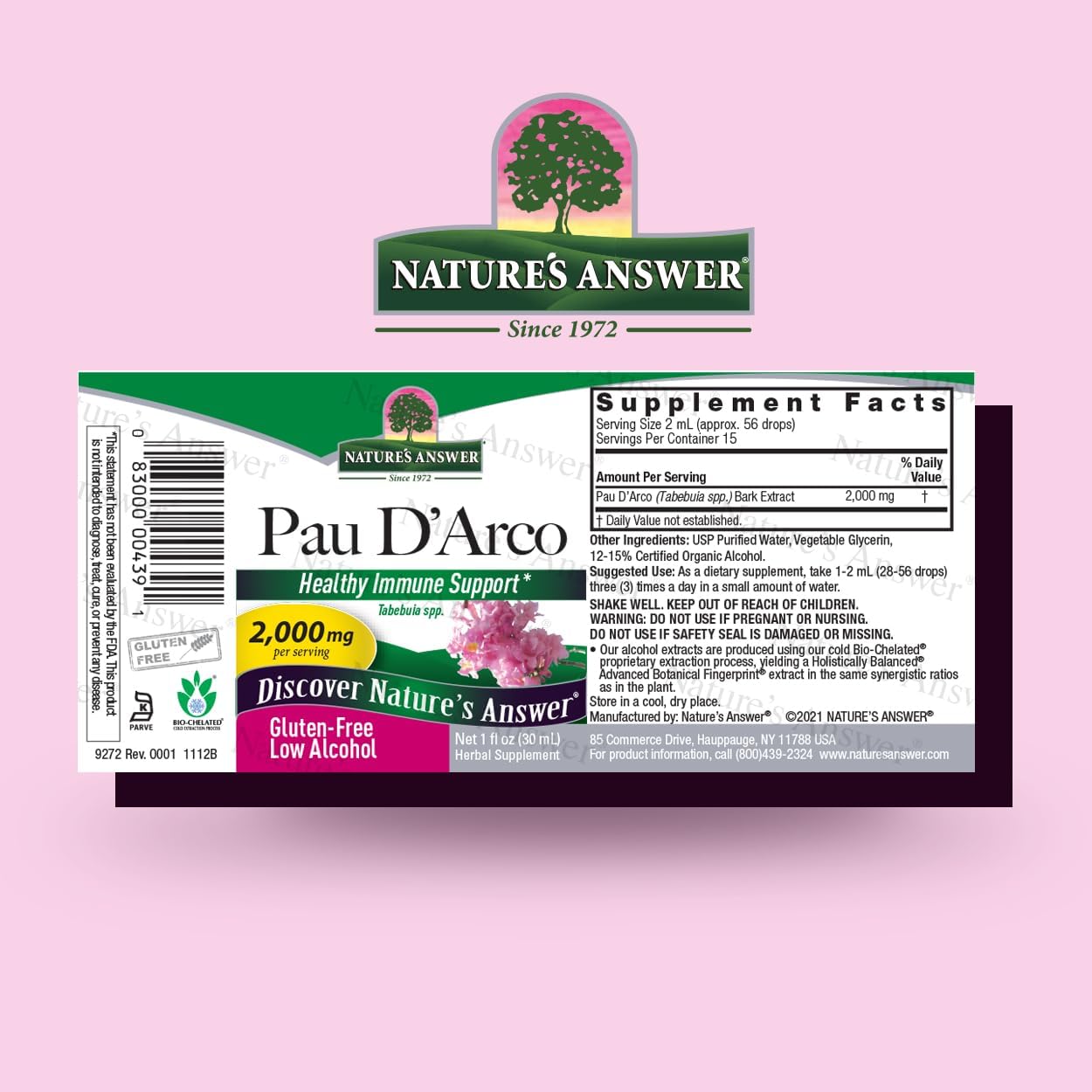 Nature's Answer Pau D'Arco Inner Bark Liquid Extract with Organic Alcohol - 30 mL