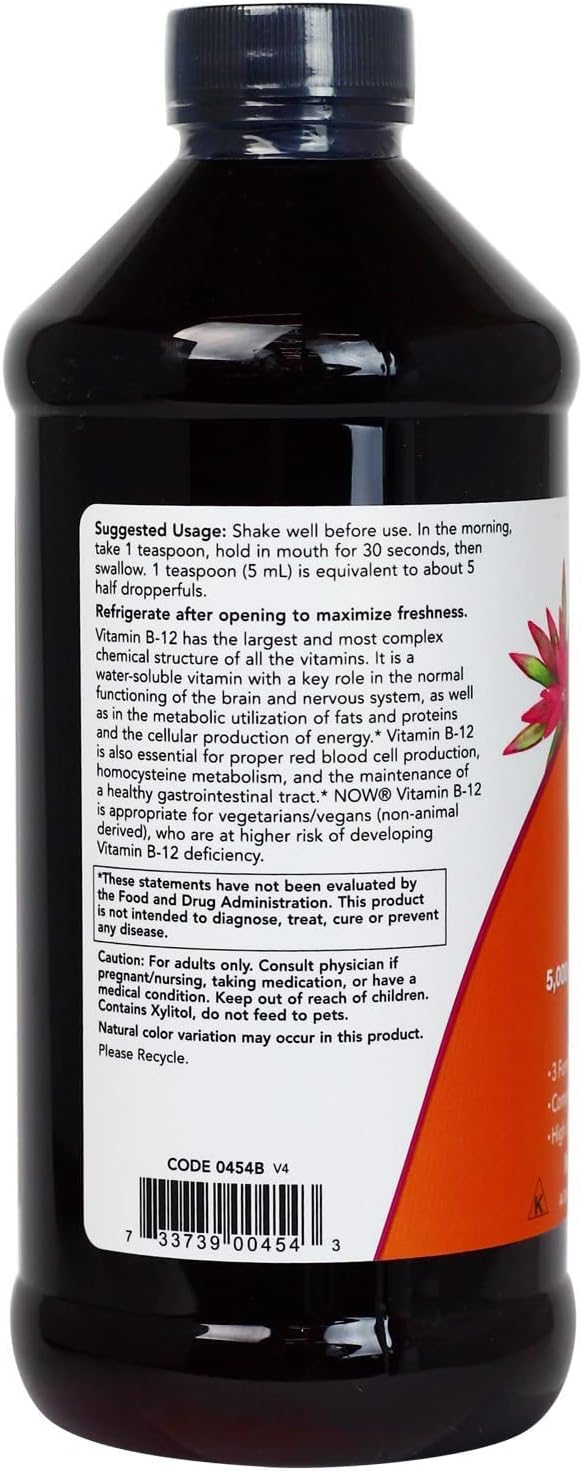 NOW Foods Ultra B-12 Liquid Cellular Energy Boost 5000 mcg - 473 mL (2-Pack)