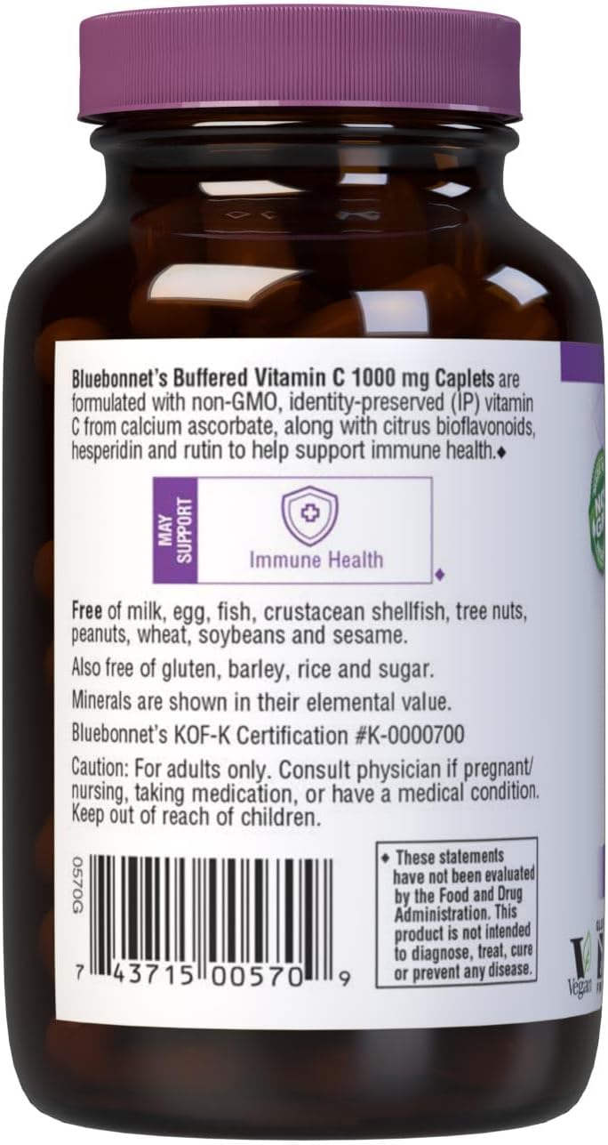 Bluebonnet Nutrition Buffered Vitamin C 1000 mg with Citrus Bioflavonoids - 90 Vegetable Capsules - görsel 3