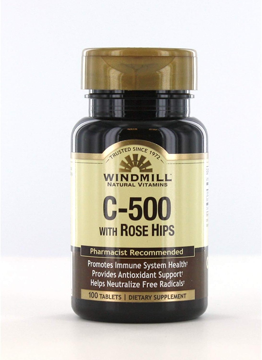 Windmill Vitamin C 500 mg with Rose Hips Tablets, 100 Count